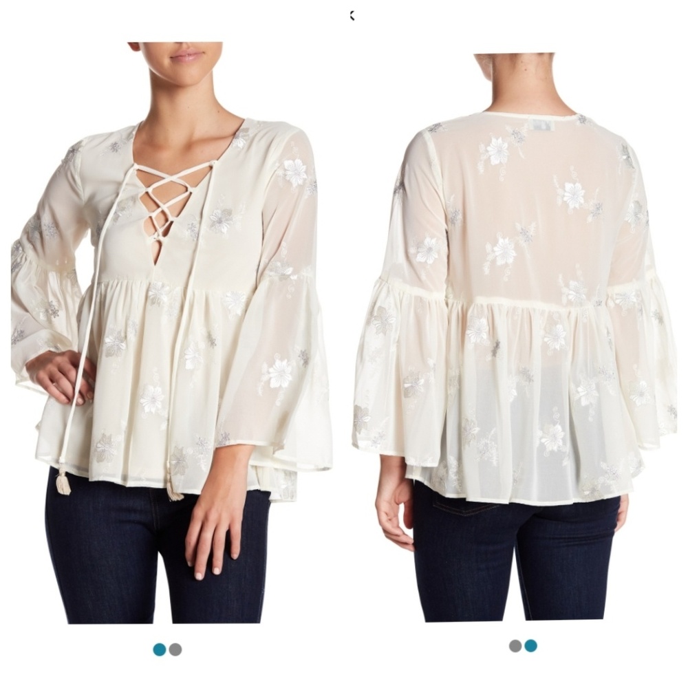 SHOW ME YOUR MUMU Poet Embroidered Tie Top